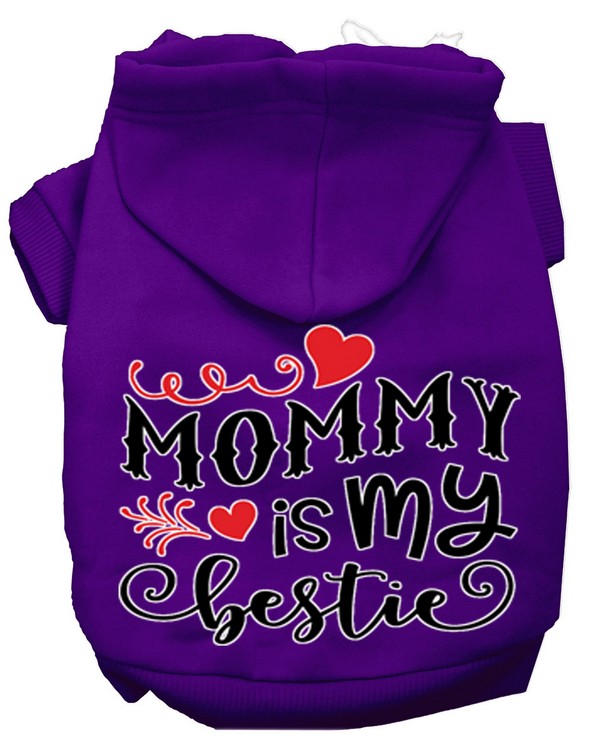 Mommy is my Bestie Screen Print Dog Hoodie Purple XXXL